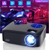 Native 1080P 5G WiFi Bluetooth Projector, AILESSOM 20000LM 450″ Display Support 4K Movie Projector, High Brightness for Home Theater and Business, Compatible with iOS/Android/TV Stick/PS4/HDMI/PPT/USB