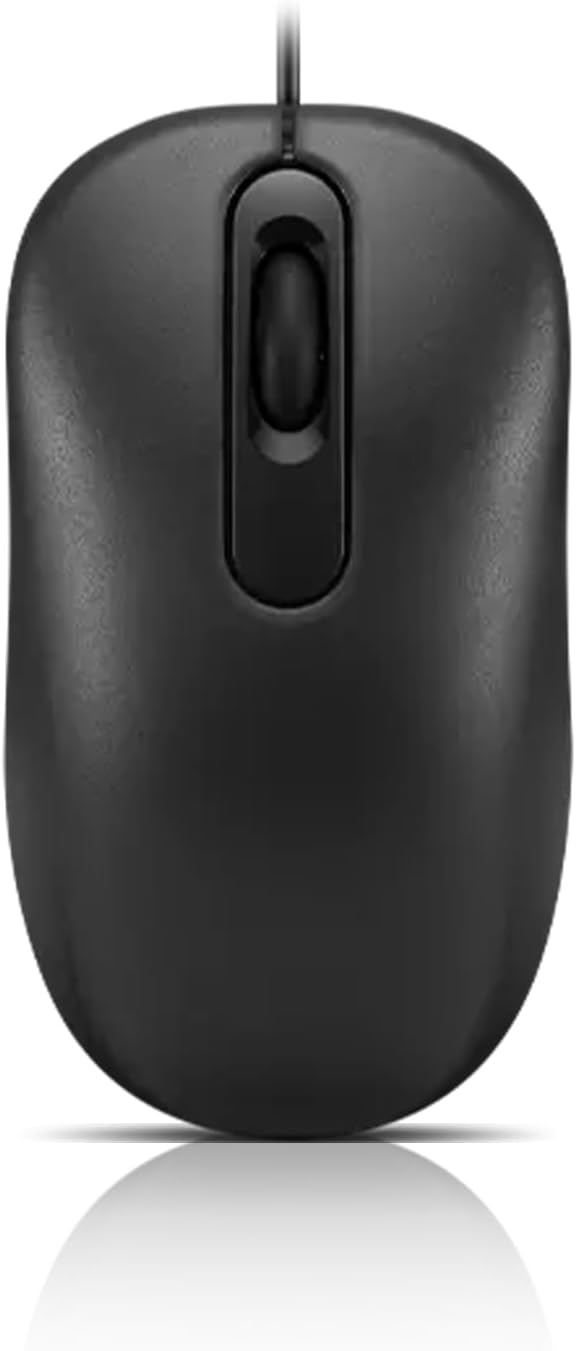 Lenovo 100 Wired USB Computer Mouse for PC, Laptop, Computer with Windows – Full-Size – Ambidextrous Design – 3 Buttons – Red Optical Sensor – Black