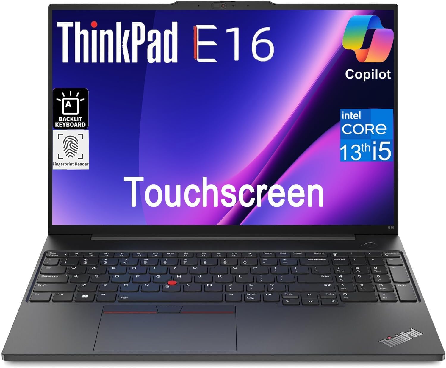 Lenovo ThinkPad E16 Business Laptop (16″ WUXGA Touchscreen, Intel 13th Gen 10-Core i5-1335U, 40GB RAM, 1TB SSD), Backlit Keyboard, Fingerprint, FHD Webcam, Ethernet, Wi-Fi 6, Win 11 Pro, Black