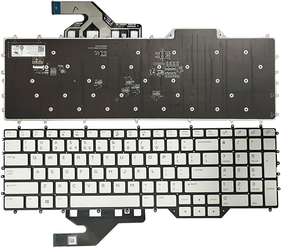 GinTai RGB Laptops Keyboard Backlit US Replacement for Dell Alienware M17 R2 M17 R3 0C5VV3 PK132VQ2F01 RGB (White)