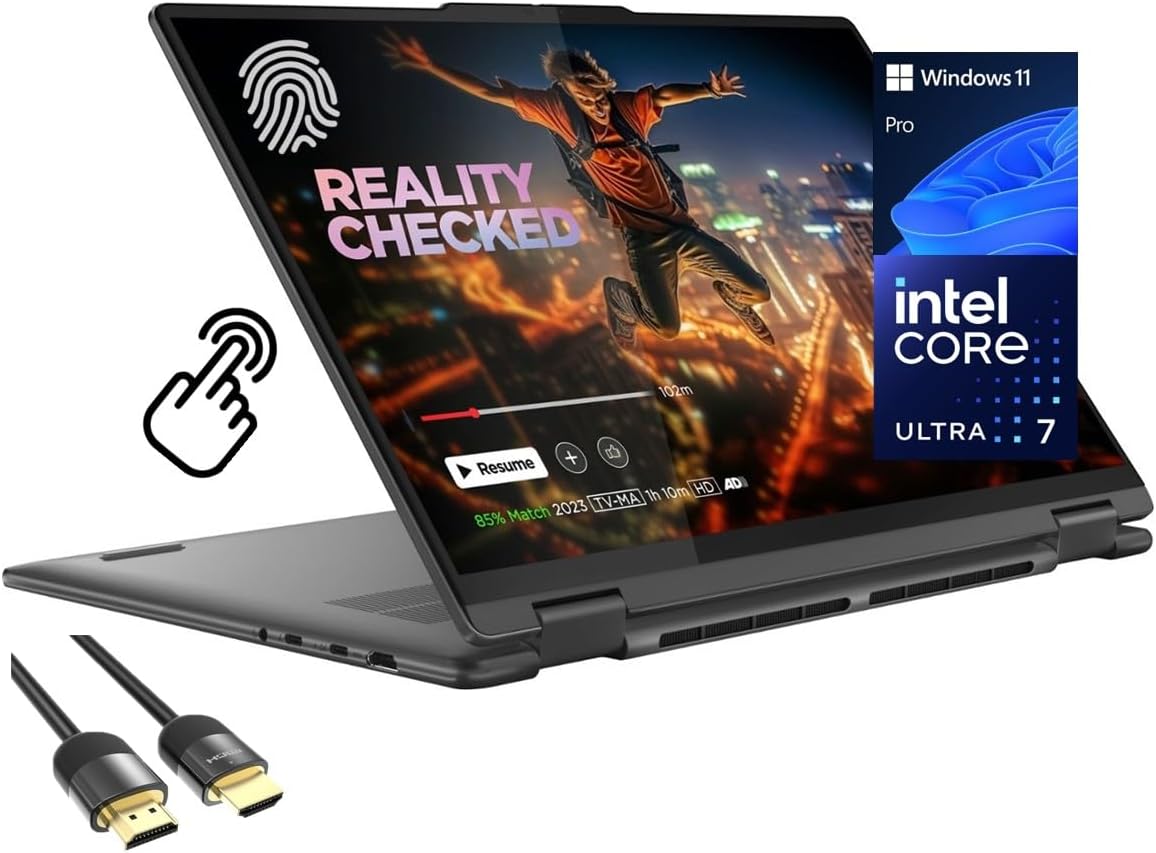 Lenovo Yoga 7i 2-in-1 Laptop, 16″ 2K Touchscreen Display, Core Ultra 7 155U (Up to 4.80 GHz), 16GB DDR5, 1TB PCIe SSD, Wi-Fi 6E, Backlit KB, FP Reader, TB 4, Webcam, Keypad, PDG HDMI, Win 11 Pro