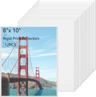 12PCS 8″ x 10″ Rigid Print Protectors Clear Hard Plastic Page Sheet Protectors Photo Holder Poster Plastic Sleeves for Arts Prints, Autograph Pictures, Photographs, Birth Certificate Protector