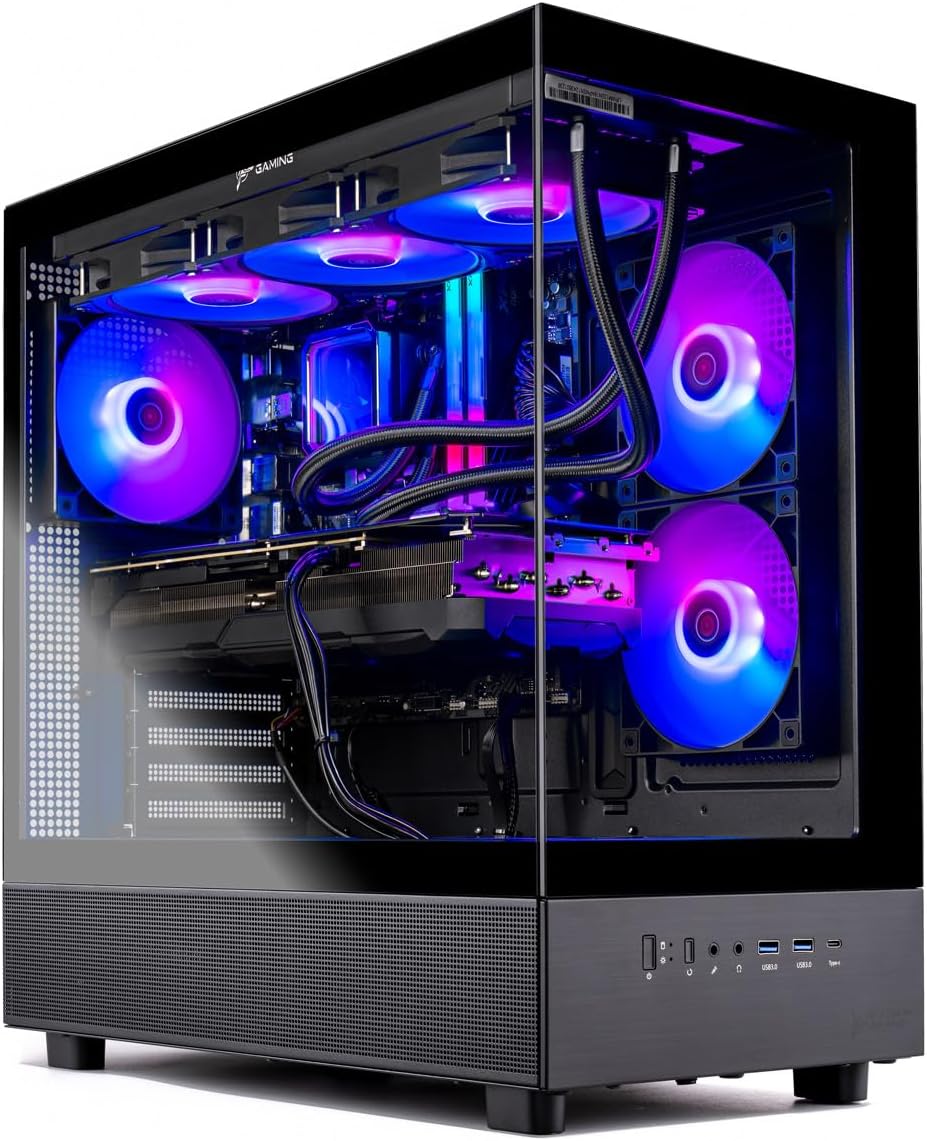 Skytech Azure Gaming PC Desktop, Ryzen 7 9700X 3.8 GHz (5.5GHz Turbo Boost), NVIDIA RTX 4060 8GB GDDR6, 2TB SSD, 32GB DDR5 RAM 6000 RGB, 650W Gold PSU, 360mm ARGB AIO, Wi-Fi, Win 11 Home