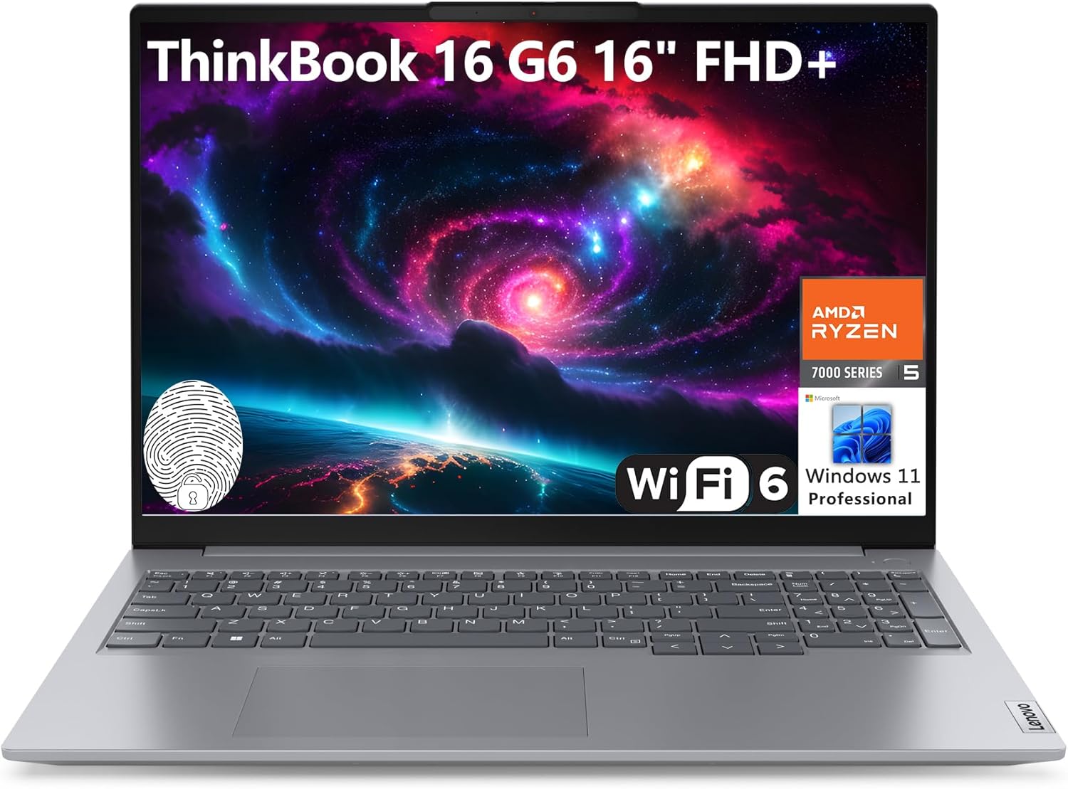 Lenovo ThinkBook 16 G6 16″ FHD+ Laptop Computer, Hexa-Core AMD Ryzen 5 7430U (Beat i7-1355U), 32GB DDR4 RAM, 1TB PCIe SSD, WiFi 6, Bluetooth 5.3, Fingerprint Reader, Windows 11 Pro, AZ-XUT